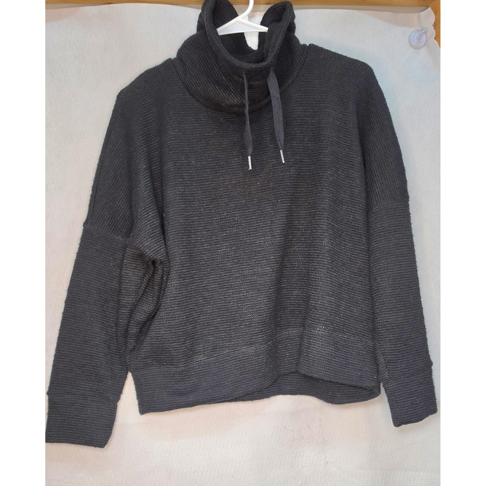Banana Republic Petite XS Cowl Neck Drawstring Sweater Charcoal Gray Knit